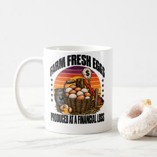 Caneca De Café Ovos Frescos de Fazenda Produzidos com Prejuízo Hu