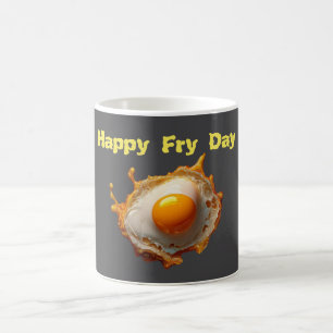 Caneca De Café Ovos Fresos Juntos Felizes Dia Frente Feliz