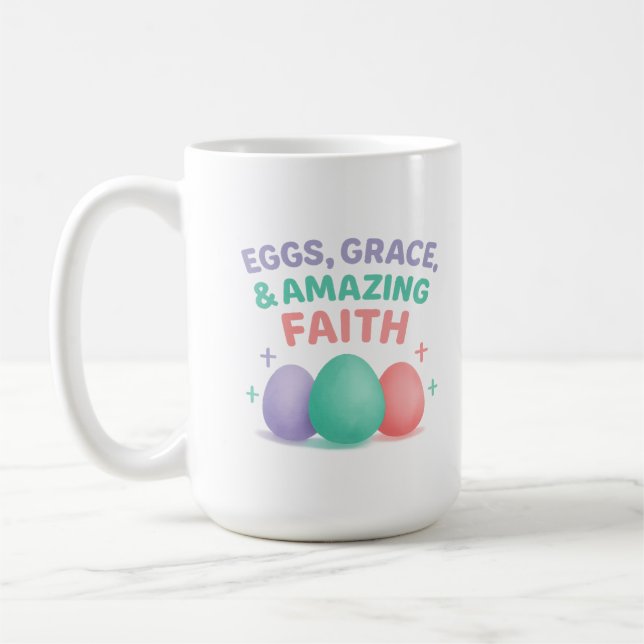 Caneca De Café Ovos, Graça e Fé Incrível Páscoa 2026 (Esquerda)
