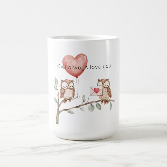 Caneca De Café Owl Always Love you Heart Balloon (Centro)