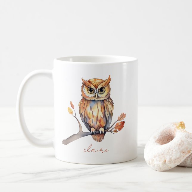 Caneca De Café Owl Personalizado (Com Donut)