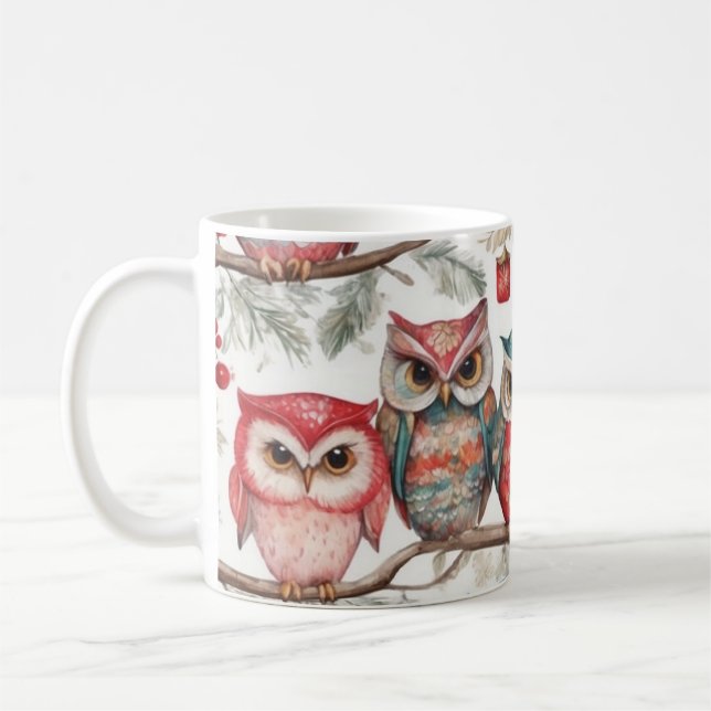 Caneca De Café Owls on a Branch III (Esquerda)