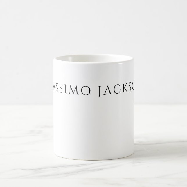 Caneca De Café Own Name Calligraphy Chic Plain Simple Black White (Centro)