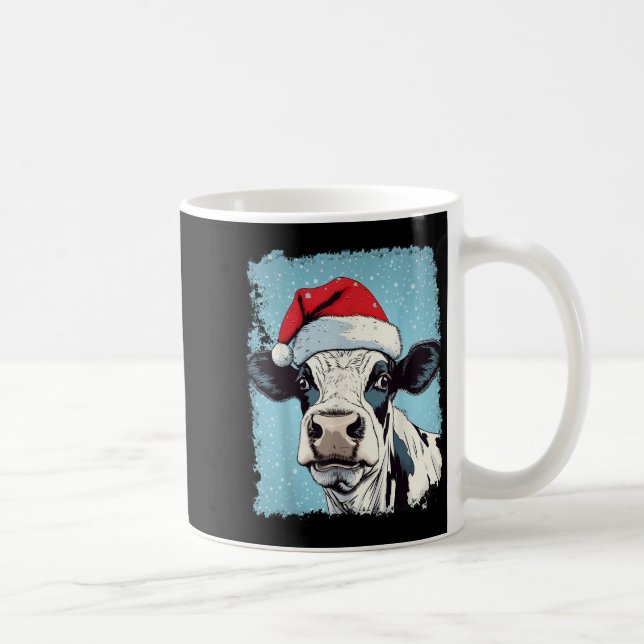 Caneca De Café P Art Colorful Cow Christmas  (Direita)