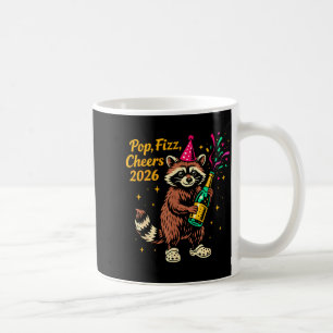 Caneca De Café P Fizz Cheers 2026 Design de Ano Novo de Guaxinim