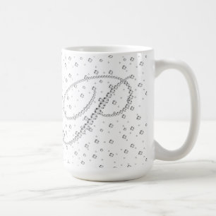 Caneca De Café P Monograma inicial Impressão de diamantes brancos