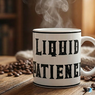Caneca De Café Paciência Líquida Selo Divertido Sarcástico Desg