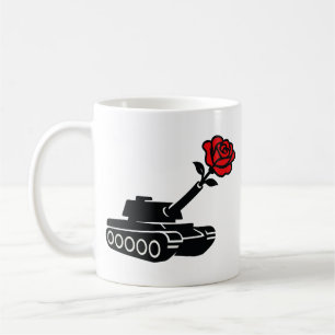 Caneca De Café Pacifismo anti-guerra do tanque de Rosa Floral