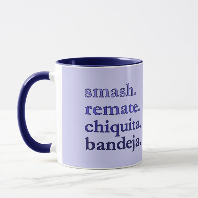 CANECA DE CAFÉ PADEL – VIBRAÇÕES DE PALAVRAS LILÁS (Esquerda)