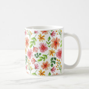 Caneca De Café Padrão-69677 das flores rosa-aquarela