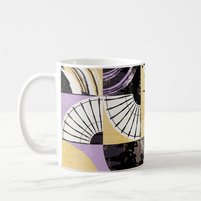 Caneca De Café Padrão abstrato com diversas formas. (Esquerda)