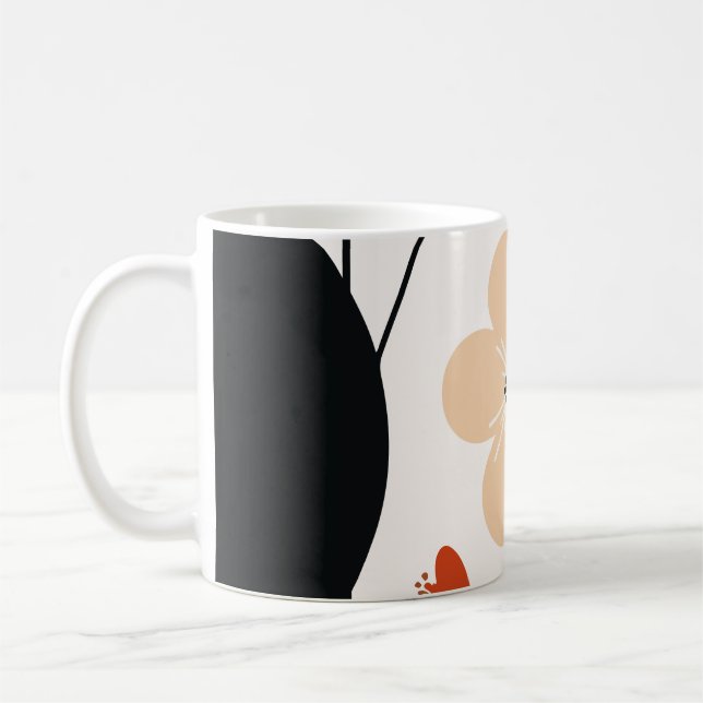 Caneca De Café padrão abstrato de flores (Esquerda)