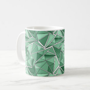 Caneca De Café Padrão abstrato de formas geométricas verdes