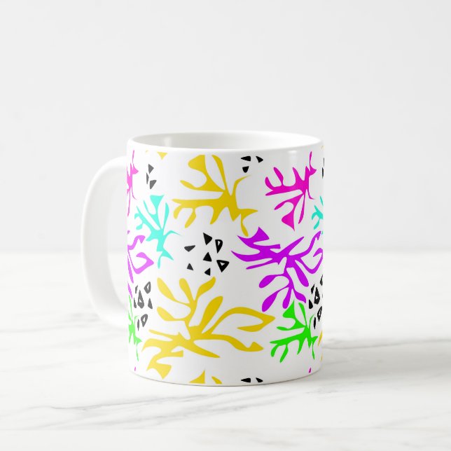 Caneca De Café Padrão abstrato de neon multicolorido (Frente Esquerda)