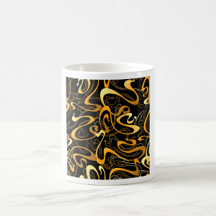 Caneca De Café Padrão Abstrato de Redemoinho Dourado