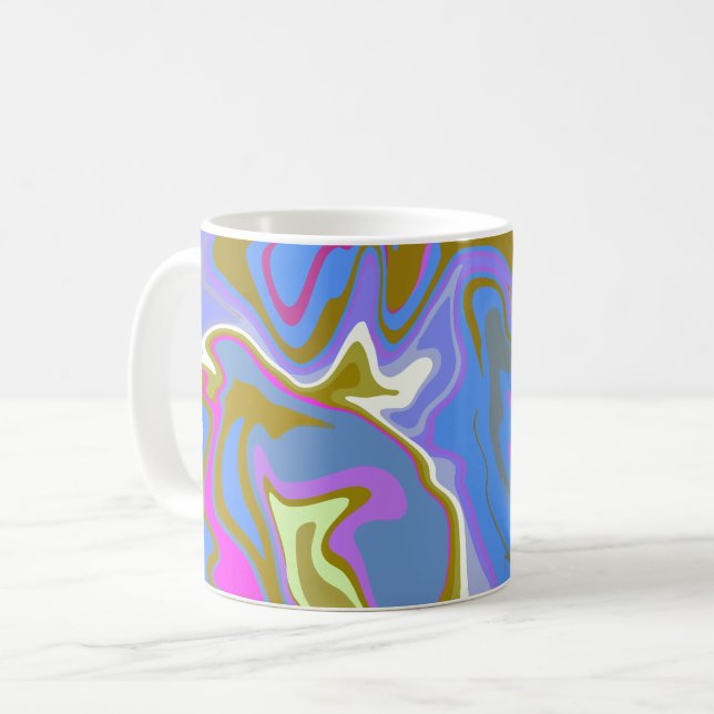 Caneca De Café Padrão Abstrato de Redemoinho Multicolorido (Frente Esquerda)