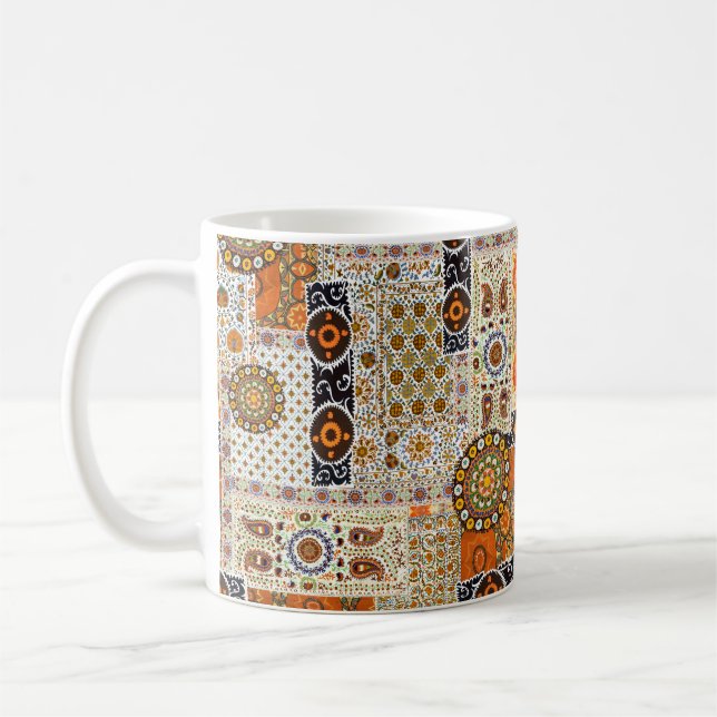 Caneca De Café Padrão abstrato digital étnico sem rumo (Esquerda)