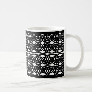 Caneca De Café Padrão Abstrato Elegante Preto e Branco
