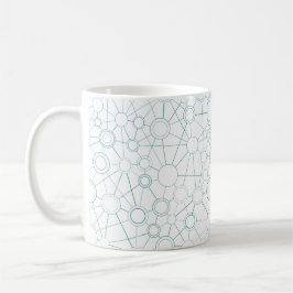 Caneca De Café Padrão abstrato em azul com linhas e pontos