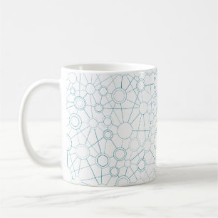 Caneca De Café Padrão abstrato em azul com linhas e pontos