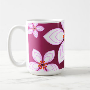 Caneca De Café Padrão Abstrato Floral Rosa   Flor Estética Ar