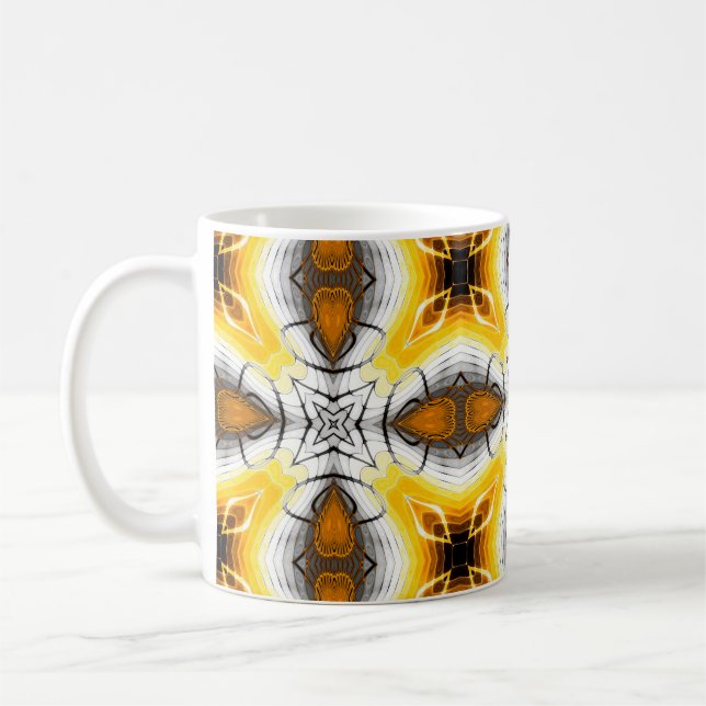 Caneca De Café padrão abstrato. Fundo normal ornamental quadrado (Esquerda)