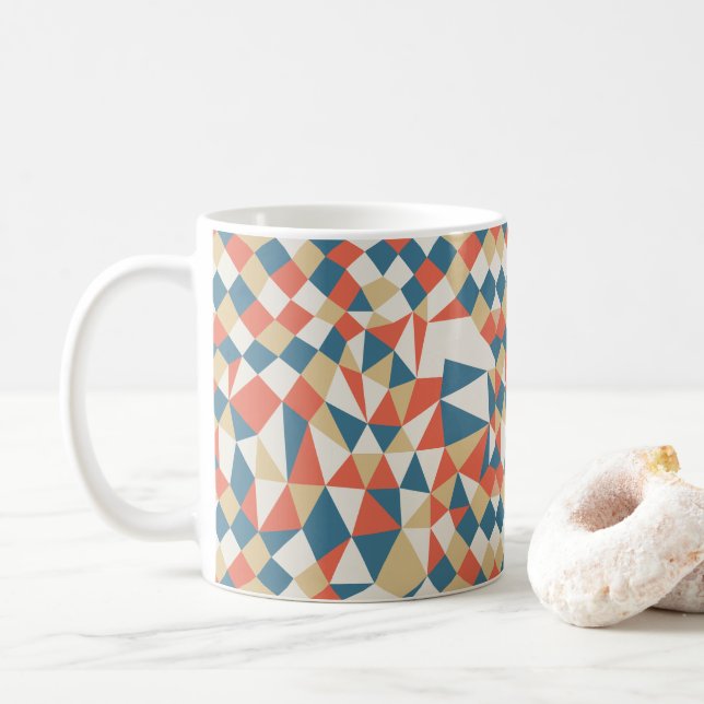 Caneca De Café Padrão Abstrato Geométrico Colorido (Com Donut)