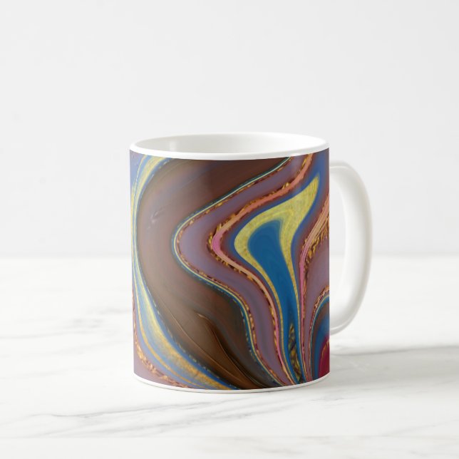 Caneca De Café padrão abstrato marrom (Frente Esquerda)