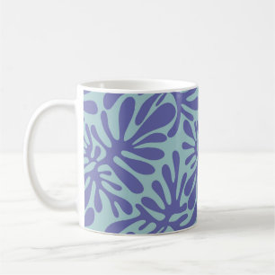 Caneca De Café Padrão abstrato moderno: formas roxas em azul