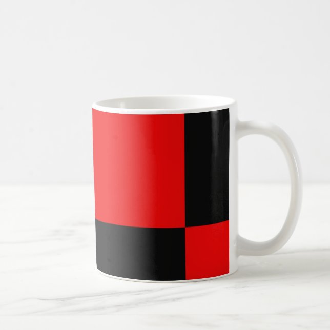 Caneca De Café Padrão Abstrato Preto e Vermelho (Direita)