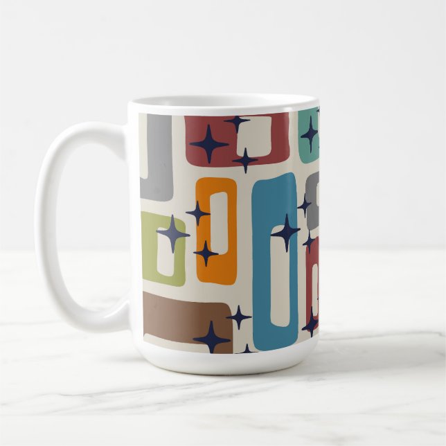 Caneca De Café Padrão Abstrato Retro Moderno de Meados do Século (Esquerda)