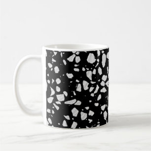 Caneca De Café Padrão abstrato Terrazzo Mosaico preto e branco