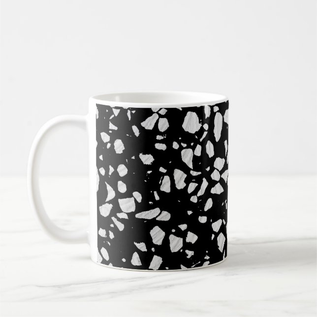Caneca De Café Padrão abstrato Terrazzo Mosaico preto e branco (Esquerda)