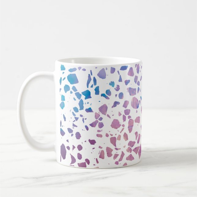 Caneca De Café Padrão abstrato Terrazzo Mosaico rosa e azul (Esquerda)