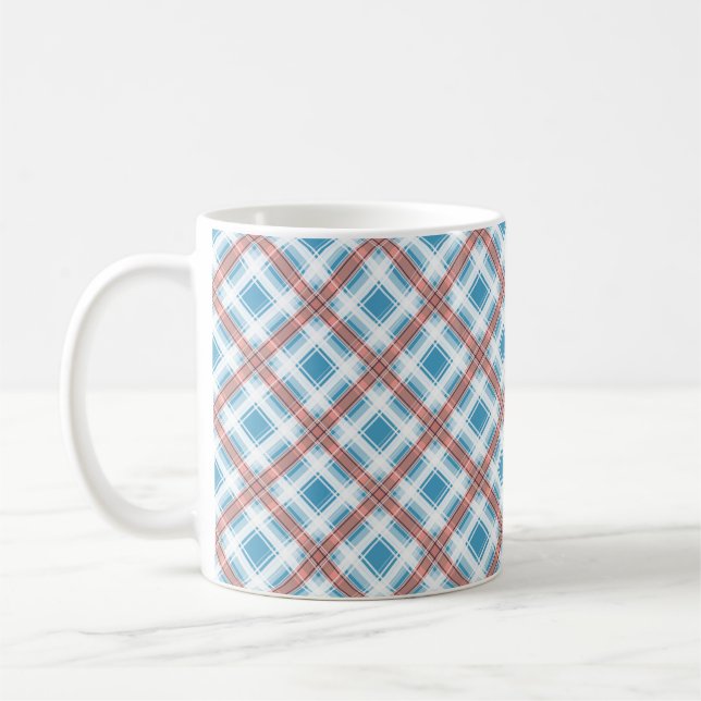 Caneca De Café Padrão abstrato xadrez quadriculado alinhado contí (Esquerda)
