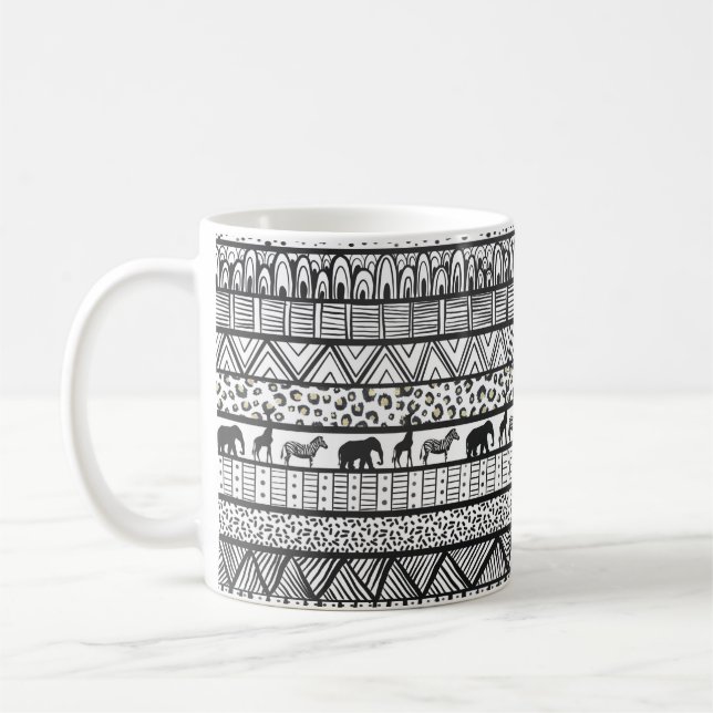 Caneca De Café Padrão Africano Tribal Negro (Esquerda)
