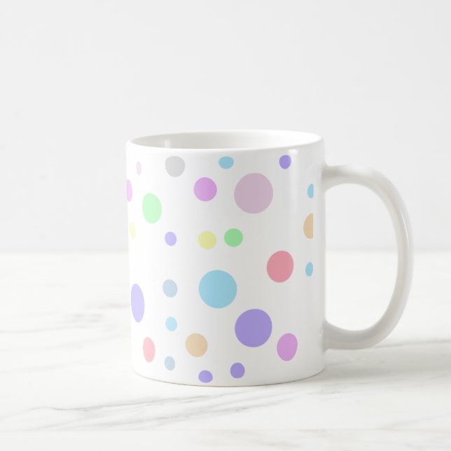 Caneca De Café Padrão aleatório de bolinhas pastel (Direita)
