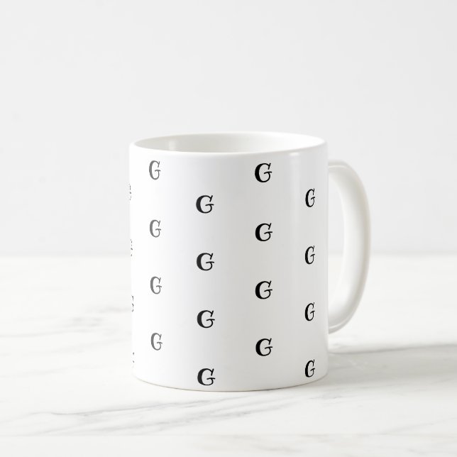 Caneca De Café Padrão alfabético personalizado de muitos monogram (Frente Esquerda)