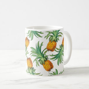 Caneca De Café Padrão amarelo de abacaxi verde alaranjado