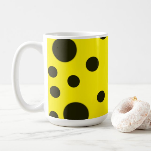 Caneca De Café Padrão amarelo preto simples moderno (Com Donut)