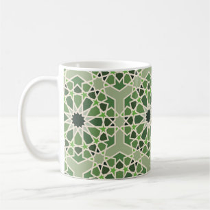 Caneca De Café Padrão andaluz verde árabe