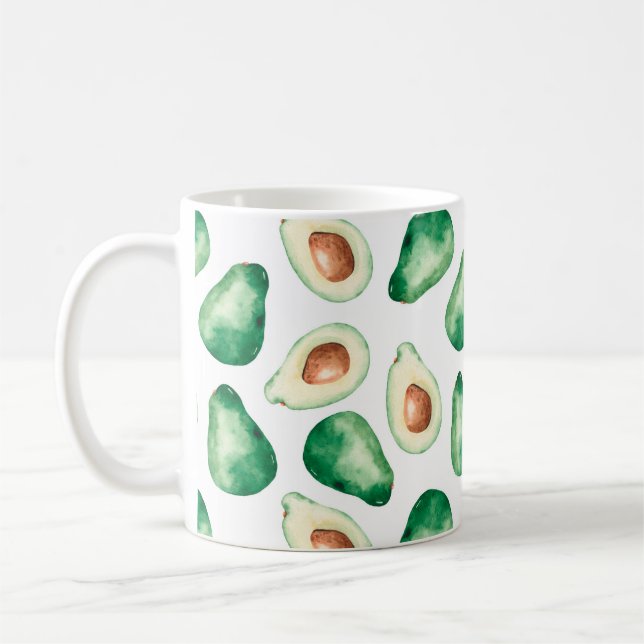 Caneca De Café Padrão Aquarela Avocado (Esquerda)