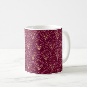 Caneca De Café padrão Art Deco com motivos de leque geométricos d