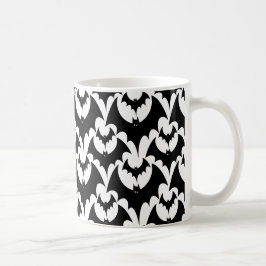 Caneca De Café Padrão Assustador de Morcegos Pretos de Halloween