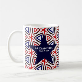 Caneca De Café Padrão Azul Branco Patriótico Americano