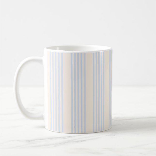 Caneca De Café Padrão azul claro e bege de cinco faixas (Esquerda)