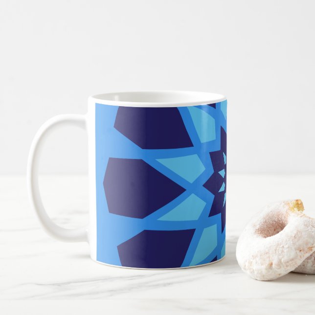Caneca De Café Padrão Azul do Marrocos (Com Donut)