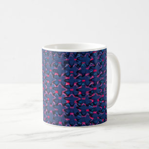 Caneca De Café Padrão azul e rosa retrógrado