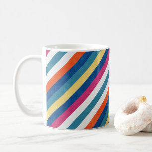 Caneca De Café Padrão Azul Framboesa Laranja Amarelo Esbranquiçad