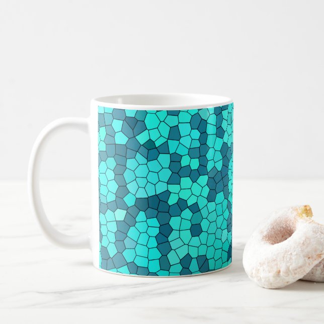 Caneca De Café Padrão Azul Turquesa (Com Donut)